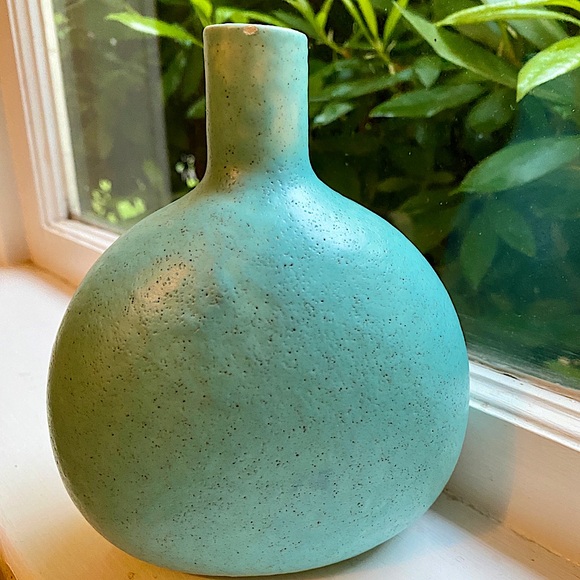 Jaru of California pottery vintage mcm speckled blue vase - Picture 2 of 7